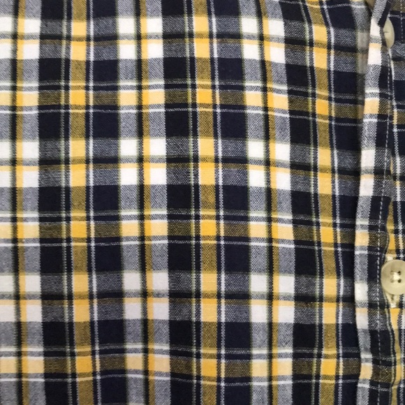Men’s maize / blue / white plaid shirt - Picture 3 of 4